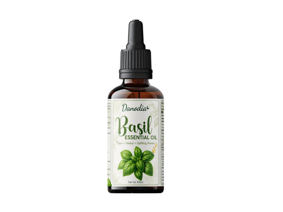 Danodia Foods Basil Essential Oil, Steam Distilled, 100ml, Face & Body Care