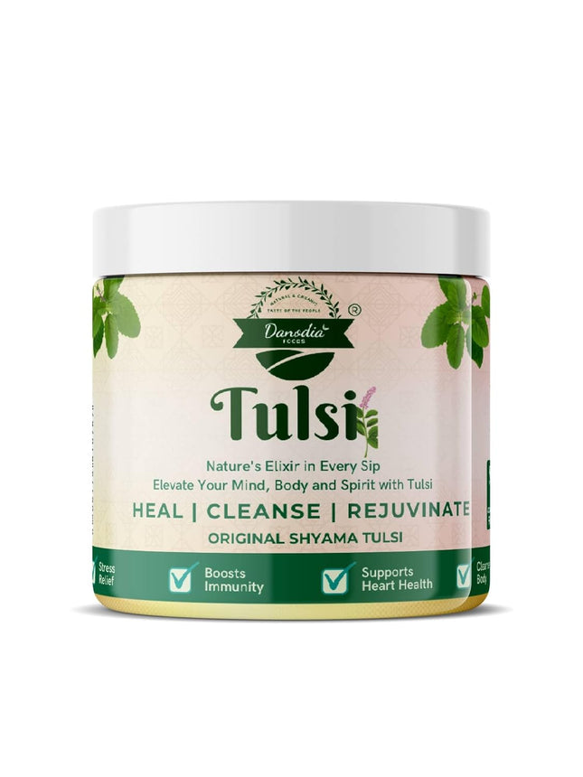 Danodia Foods Himalayan Tulsi Leaves (Holy Basil) Dried 50g/1.7 oz | 100% Natural Tulsi Tea | Packed in Sealed Plastic Can with Aluminium Lid