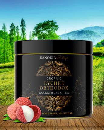 Organic Lychee Orthodox Assam Black Tea 100g/3.5oz, Lychee Flavour Black Tea