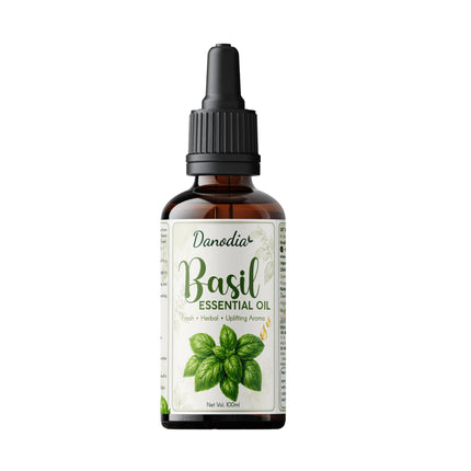 Danodia Foods Basil Essential Oil, Steam Distilled, 100ml, Face & Body Care