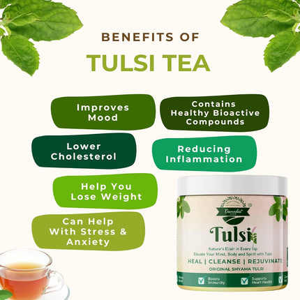 Danodia Foods Himalayan Tulsi Leaves (Holy Basil) Dried 50g/1.7 oz | 100% Natural Tulsi Tea | Packed in Sealed Plastic Can with Aluminium Lid