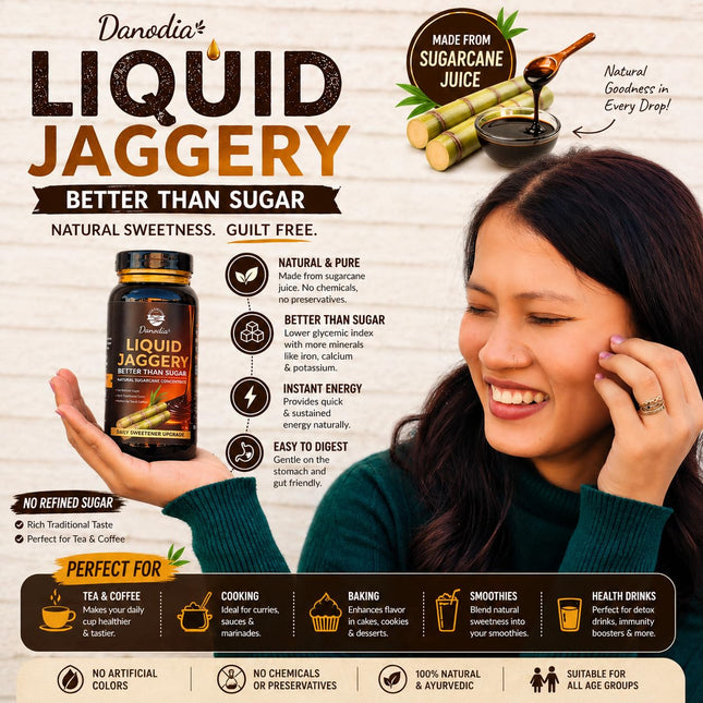 Organic Liquid Jaggery Syrup, Gur Sweetener, 1 lb, Gur Cane