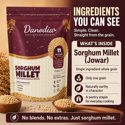 Organic Sorghum Millet Jowar Grain, Gluten-Free, 2 lb, Grocery Pantry