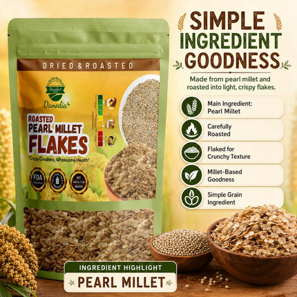 Organic Pearl Millet Bajra Flakes, Breakfast Cereal, 1 lb