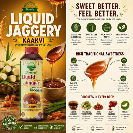 Organic Liquid Jaggery Syrup, Gur Sweetener, 700g, Gur Cane