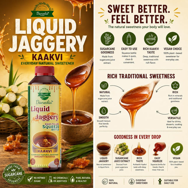 Organic Liquid Jaggery Syrup, Gur Sweetener, 700g, Gur Cane