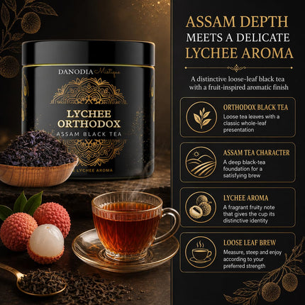 Organic LYCHEE ORTHODOX ASSAM BLACK TEA (3.5oz/100g) 50+ servings