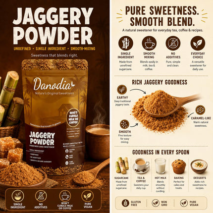 Organic Jaggery Powder, Cane Gur Sweetener, 2 lb Pack