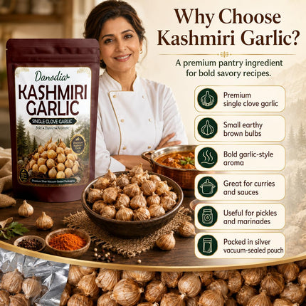 Kashmiri Garlic Bulbs, Whole Himalayan Garlic, 200g Pack