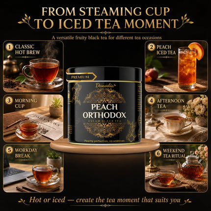 Organic PEACH ORTHODOX ASSAM BLACK TEA (3.5oz/100g) 50+ servings