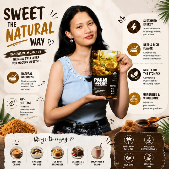 Organic Palm Jaggery Powder, 1 lb | Traditional Sweetener
