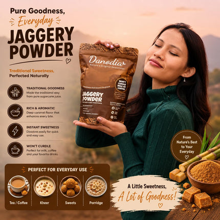 Organic Jaggery Powder, Cane Gur Sweetener, 2 lb Pack