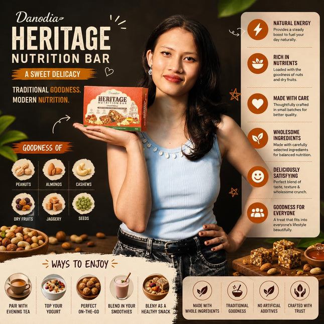 Heritage Nutritional Bar, Indian Sweet Snack, 250g, US Pantry