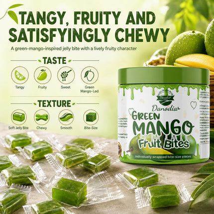 Raw Mango Jelly Bites, Chewy Indian Candy, 300g, Indian Snack
