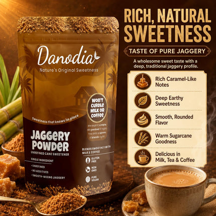 Organic Jaggery Powder, Cane Gur Sweetener, 2 lb Pack