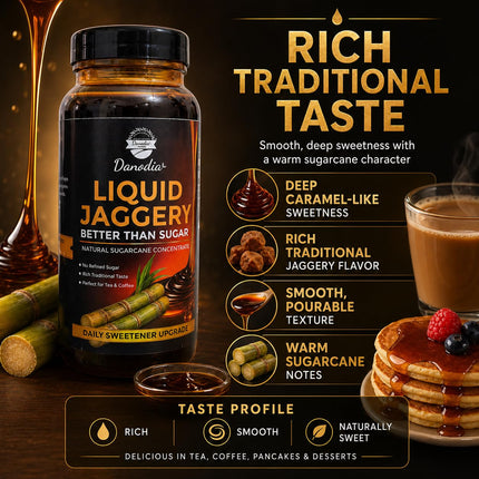 Organic Liquid Jaggery Syrup, Gur Sweetener, 1 lb, Gur Cane