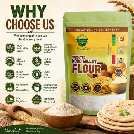 Organic Sprouted Kodo Millet Flour, 2 lb, Gluten-Free