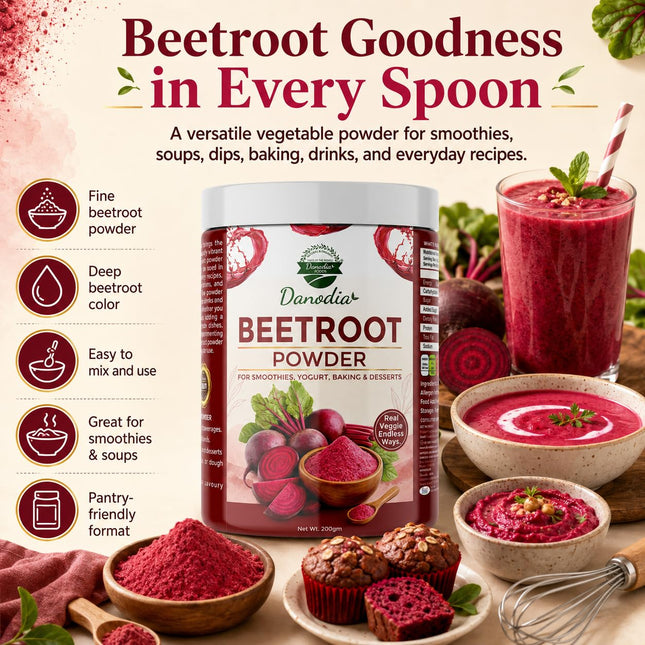 Beetroot Powder, Smoothies & Baking, 200g Pack, for Smoothies