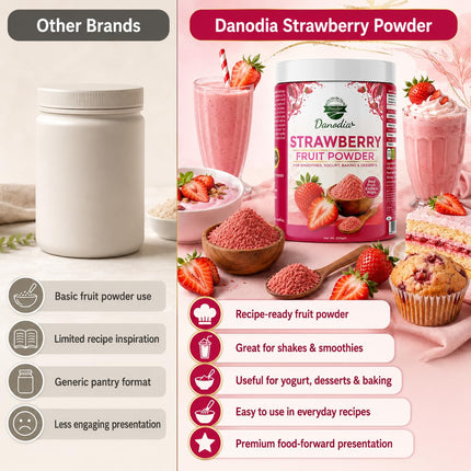 Strawberry Powder, Smoothies & Baking, 200g Pack, Pantry Pack