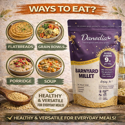 Organic Barnyard Millet Whole Grain, 950g / 2 lbs | Gluten Free, Non GMO Superfood