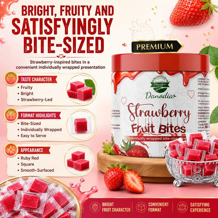 Strawberry Fruit Bites Candy Snack, Chewy Indian Candy, 300g