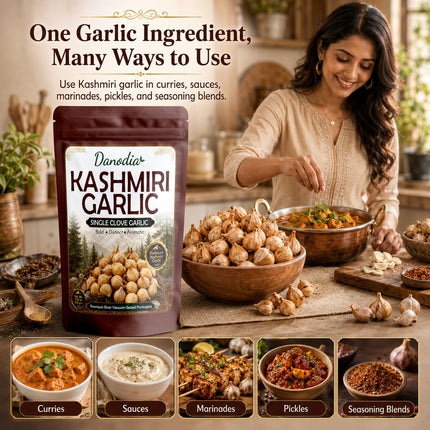 Kashmiri Garlic Bulbs, Whole Himalayan Garlic, 200g Pack