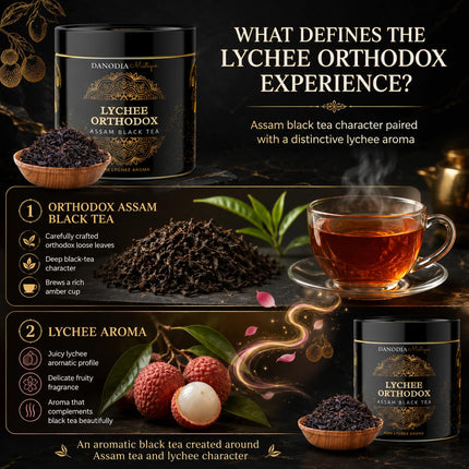Organic LYCHEE ORTHODOX ASSAM BLACK TEA (3.5oz/100g) 50+ servings