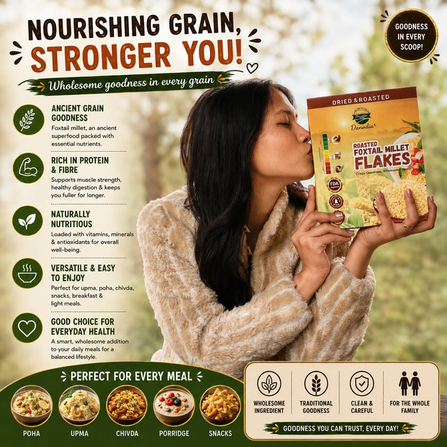 Danodia Foods Organic Foxtail Millet Flakes, Breakfast Cereal, 1 lb