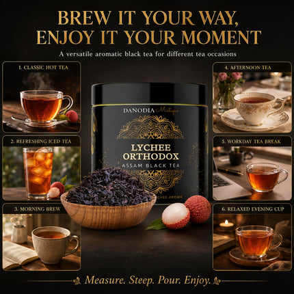 Organic LYCHEE ORTHODOX ASSAM BLACK TEA (3.5oz/100g) 50+ servings