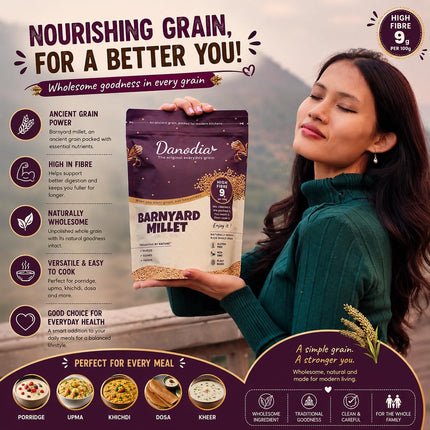 Organic Barnyard Millet Whole Grain, 950g / 2 lbs | Gluten Free, Non GMO Superfood