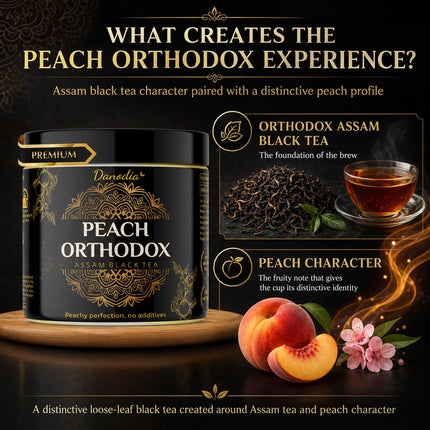Organic PEACH ORTHODOX ASSAM BLACK TEA (3.5oz/100g) 50+ servings