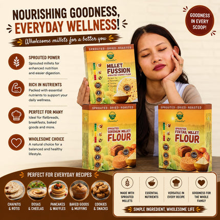 Organic Millet Fusion Sprouted Chapati & Bread Flour, 2 lb Pack