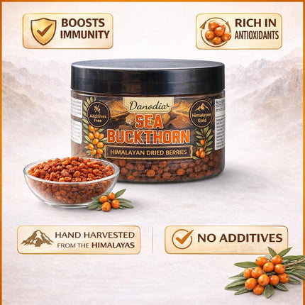 Sea Buckthorn Dried Berries, Himalayan Sea Berry, 80g, Vegan