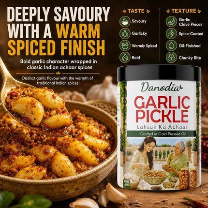 Garlic Pickle 300g (10.58 oz), Traditional Indian Pickle Condiment