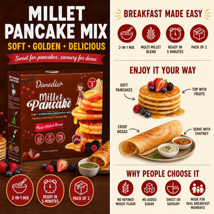 Millet Pancake Mix, Ready to Cook, 250g x 2, South Indian Mix
