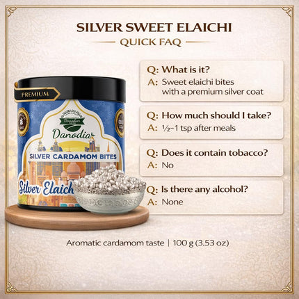 Silver Sweet Elaichi Mukhwas, Indian Mukhwas, 100g, US Pantry