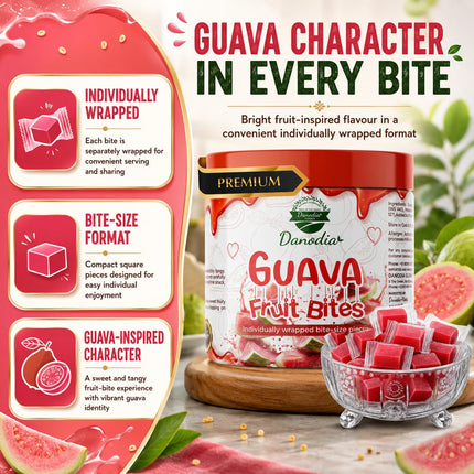 Guava Fruit Bites Candy Snack, Chewy Indian Candy, 300g, Pack