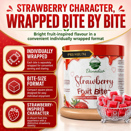 Strawberry Fruit Bites Candy Snack, Chewy Indian Candy, 300g