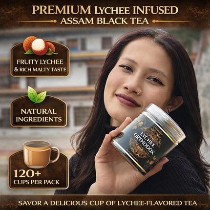 Organic LYCHEE ORTHODOX ASSAM BLACK TEA (3.5oz/100g) 50+ servings