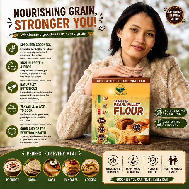 Organic Sprouted Bajra Pearl Millet Flour, 2 lb Pack