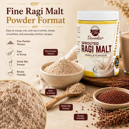 Sprouted Ragi Malt Drink Mix, Vanilla, 400g Pack, Gluten-Free