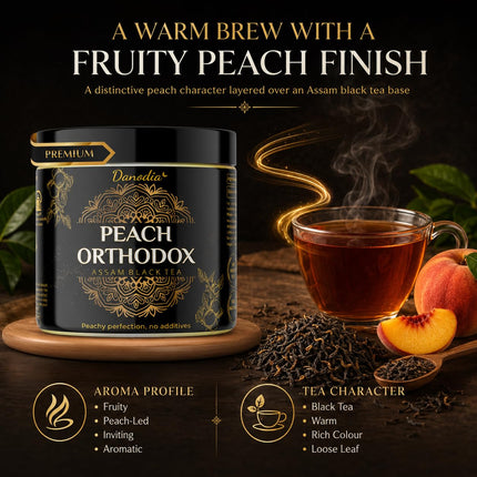 Organic PEACH ORTHODOX ASSAM BLACK TEA (3.5oz/100g) 50+ servings