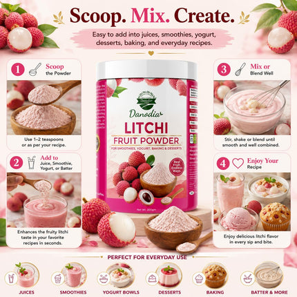Litchi Powder, Smoothies & Baking, 200g Pack, Smoothie Pantry