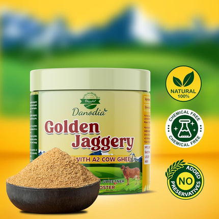 Organic Golden Jaggery with A2 Cow Ghee, Cane Gur, 400g US