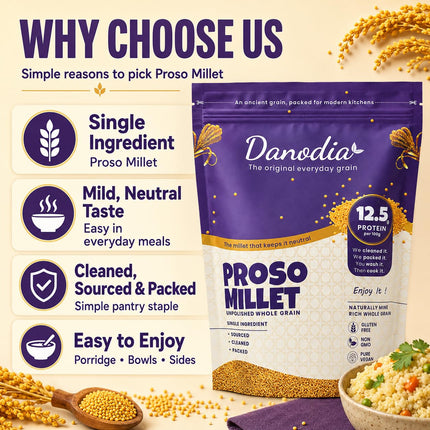 Organic Proso Millet Grain, Whole Grain, Gluten-Free, 2 lb