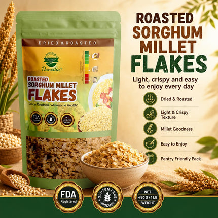 Organic Sorghum Millet Jowar Flakes, Cereal, 1 lb Pack