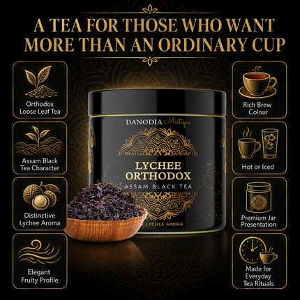 Organic LYCHEE ORTHODOX ASSAM BLACK TEA (3.5oz/100g) 50+ servings