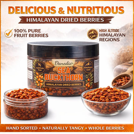 Sea Buckthorn Dried Berries, Himalayan Sea Berry, 80g, Vegan