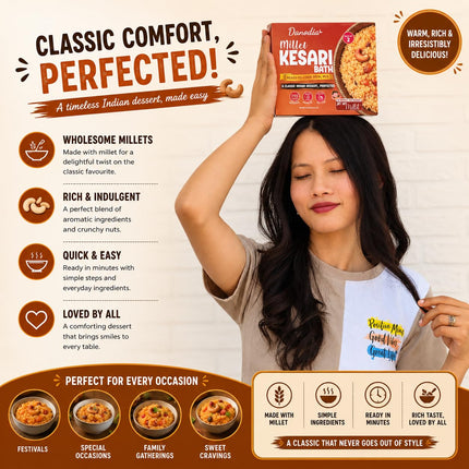 Millet Kesari Mix, Ready to Cook, 250g x 2, Quick Indian Meal