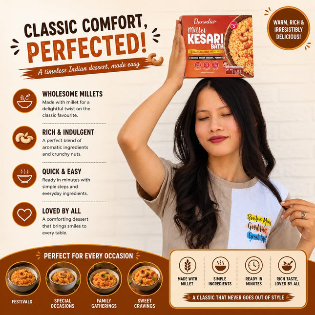 Millet Kesari Mix, Ready to Cook, 250g x 2, Quick Indian Meal